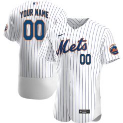 Alternative view of Custom New York Mets White Jersey - All Stitched