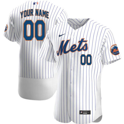 Alternative view of Custom New York Mets White Jersey - All Stitched