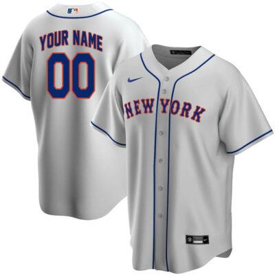 Custom New York Mets Grey Jersey - All Stitched