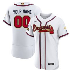 Atlanta Braves Custom Gold Trim 2022 World Champions Jersey - All Stitched