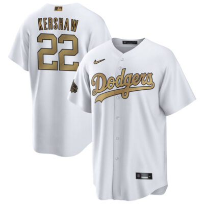 Alternative view of Clayton Kershaw Los Angeles Dodgers 2022 All-Star Game White Jersey - All Stitched