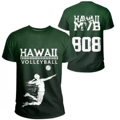 Volleyball Sport Hawaii Kakau T-shirt Green