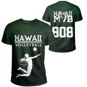 Volleyball Sport Hawaii Kakau Polynesian T-shirt Green