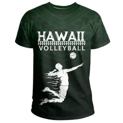 Alternative view of Volleyball Sport Hawaii Kakau Polynesian T-shirt Green