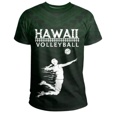 Alternative view of Volleyball Sport Hawaii Kakau Polynesian T-shirt Green