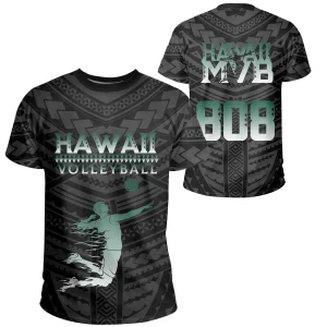 Volleyball Sport Hawaii Kakau Polynesian T-shirt Black