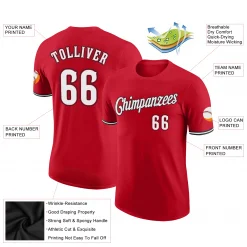 Alternative view of Custom Red White-Black Performance T-Shirt