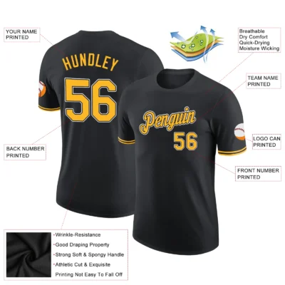 Alternative view of Custom Black Gold-White Performance T-Shirt