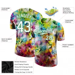 Alternative view of Custom Graffiti Pattern White-Kelly Green 3D Performance T-Shirt