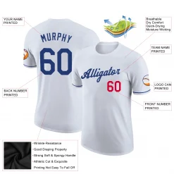 Alternative view of Custom White Royal-Red Performance T-Shirt