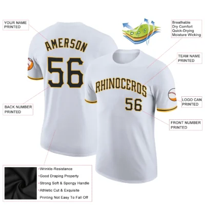 Alternative view of Custom White Black-Gold Performance T-Shirt