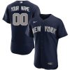 Custom New York Yankees Alternate Jersey Navy - All Stitched