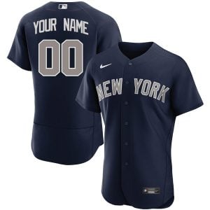Custom New York Yankees Alternate Jersey Navy - All Stitched