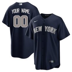 Alternative view of Custom New York Yankees Navy Alternate Jersey - All Stitched