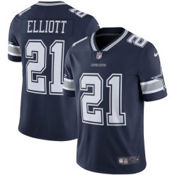 Alternative view of Ezekiel Elliott Dallas Cowboys Navy Jersey - All Stitched