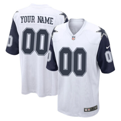 Custom Dallas Cowboys White Alternate Game Jersey - All Stitched