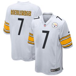 Alternative view of Ben Roethlisberger Pittsburgh Steelers White Jersey - All Stitched