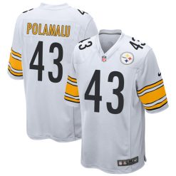 Troy Polamalu Pittsburgh Steelers White Jersey - All Stitched