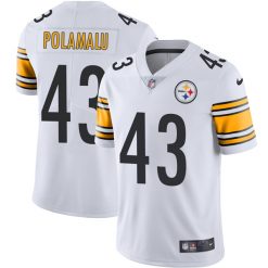 Alternative view of Troy Polamalu Pittsburgh Steelers White Jersey - All Stitched