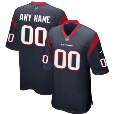 Custom Houston Texans Navy Home Jersey - All Stitched