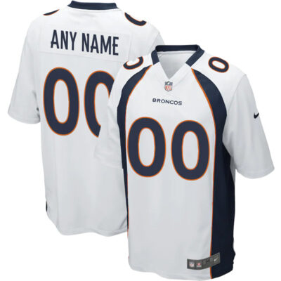 Custom Denver Broncos White Away Jersey - All Stitched