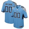 Custom Tennessee Titans Navy Light Blue White Jersey - All Stitched