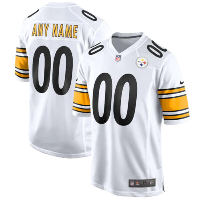 Custom Pittsburgh Steelers White Game Jersey - All Stitched