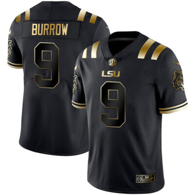 Joe Burrow LSU Tigers Football Black Gold Jersey - All Stitched