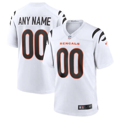 Custom Cincinnati Bengals White Away Game Jersey - All Stitched