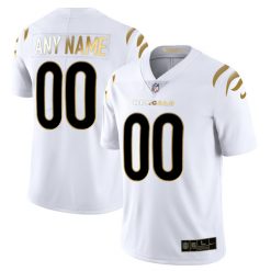 Custom Cincinnati Bengals White Gold Jersey - All Stitched