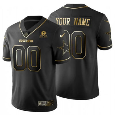 Custom Dallas Cowboys Black Gold Jersey - All Stitched
