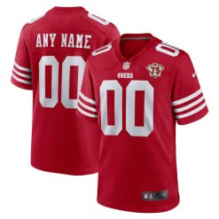 Custom San Francisco 49ers Red/Scarlet Throwback Game Jersey - All Stitched - 75th Anniversary