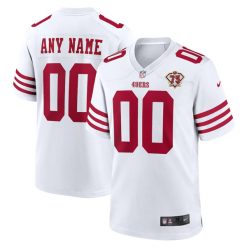 Custom San Francisco 49ers White Throwback Game Jersey - All Stitched - 75th Anniversary
