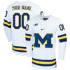 Custom Michigan Wolverines Hockey Stitched Jersey - White