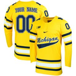 Michigan Wolverines Hockey Custom Stitched Jersey - Yellow