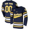 Custom Michigan Wolverines Hockey Stitched Jersey - Navy