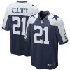 Ezekiel Elliott Dallas Cowboys Alternate White/ Navy Game Jersey - All Stitched