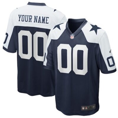 Custom Dallas Cowboys Navy Alternate Game Jersey - All Stitched
