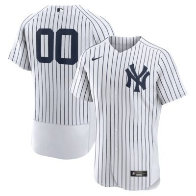Alternative view of Custom New York Yankees White Jersey Home Pinstripe – All Stitched