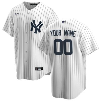 Custom New York Yankees Home Jersey White Pinstripe – All Stitched