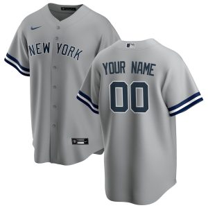 Custom New York Yankees Away Jersey Grey – All Stitched