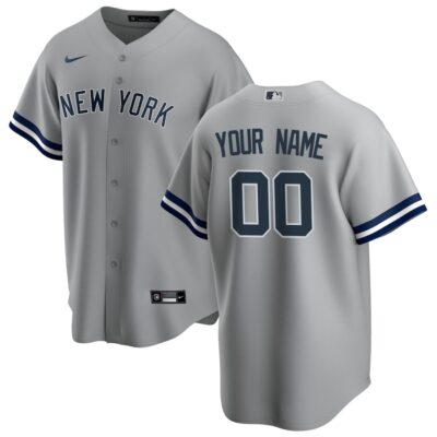 Custom New York Yankees Away Jersey Grey – All Stitched