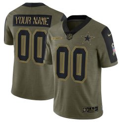 Dallas Cowboys 2021 Salute To Service Olive Limited Player Jersey - All Stitched
