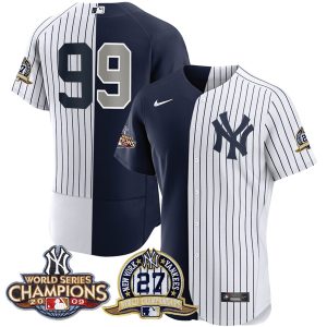 Aaron Judge New York Yankees 27 Times World Series Champions Split White/Navy Jersey - All Stitched