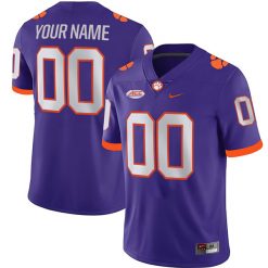 Custom Clemson Tigers Football Purple Game Jersey w/ ACC Patch - All Stitched
