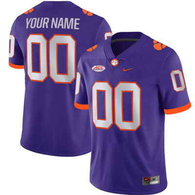 Custom Clemson Tigers Football Purple Game Jersey w/ ACC Patch - All Stitched
