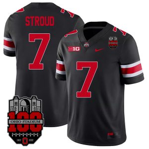 C.J. Stroud Ohio State Buckeyes College Football 100th Anniversary Black Jersey - All Stitched