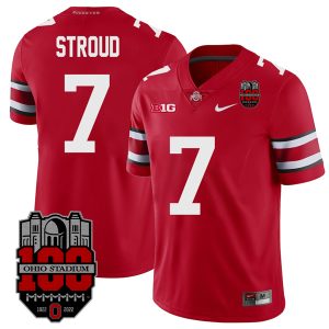 C.J. Stroud Ohio State Buckeyes College Football 100th Anniversary Scarlet Jersey - All Stitched