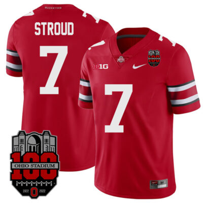 C.J. Stroud Ohio State Buckeyes College Football 100th Anniversary Scarlet Jersey - All Stitched