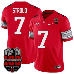 C.J. Stroud Ohio State Buckeyes College Football 100th Anniversary Scarlet Alumi Jersey - All Stitched